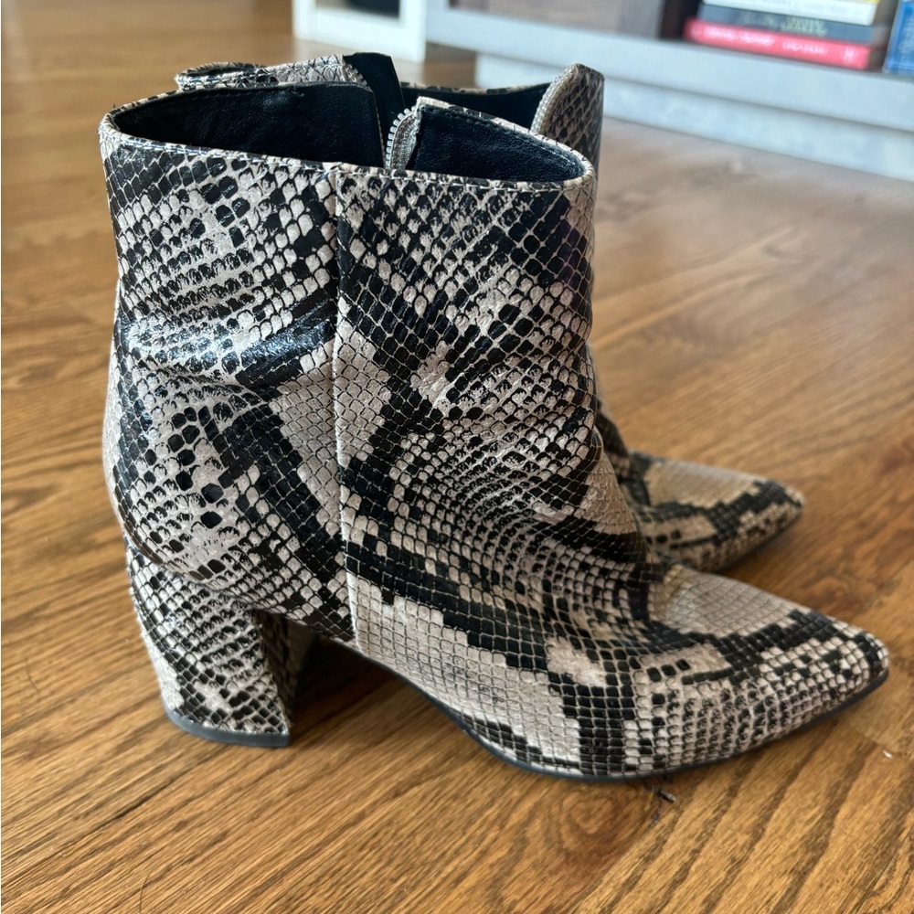 Marc fisher snakeskin booties
